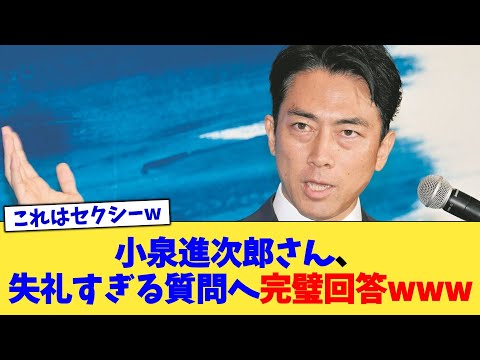 小泉進次郎さん、失礼すぎる質問へ完璧回答www【2chまとめ】【2chスレ】【5chスレ】