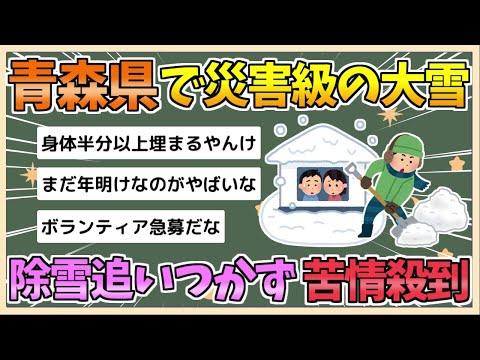 【2chまとめ】青森県で災害級大雪　積雪120センチで除雪追いつかず、市に相談6000件超【ゆっくり実況】